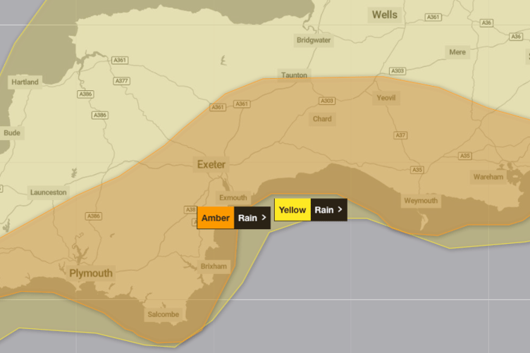 An amber weather alert has been issued for Monday evening into Tuesday morning with a warning of danger to life.