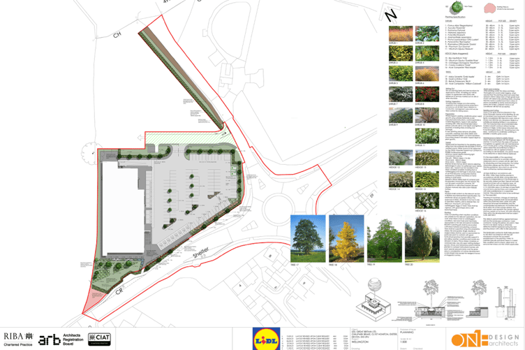 Lidl's approved landscaping plans which should have been followed when it built a new store on the edge of Wellington.