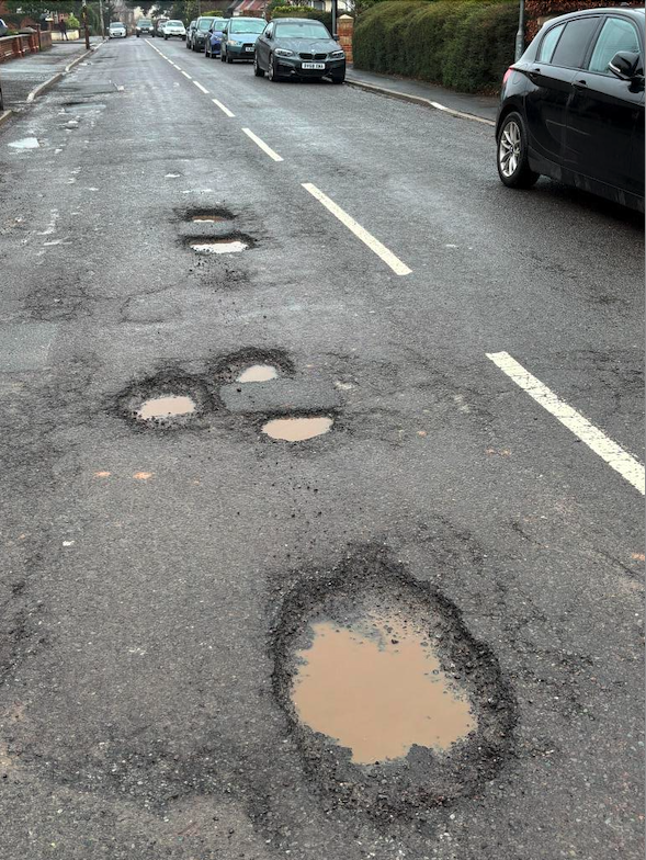Some of the potholes in a short section of Wellesley Park, Wellington.