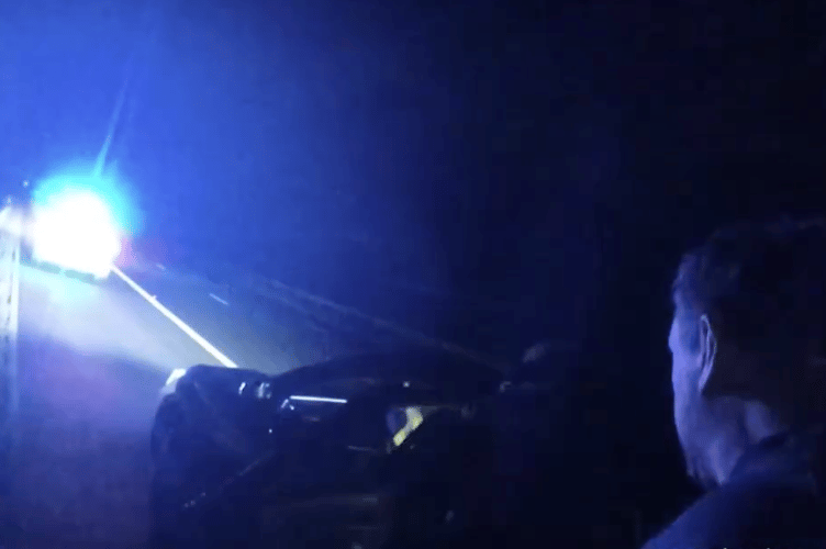 Van driver Stuart Kent about to be arrested on the M5 near Wellington after police used a stinger device to stop him.