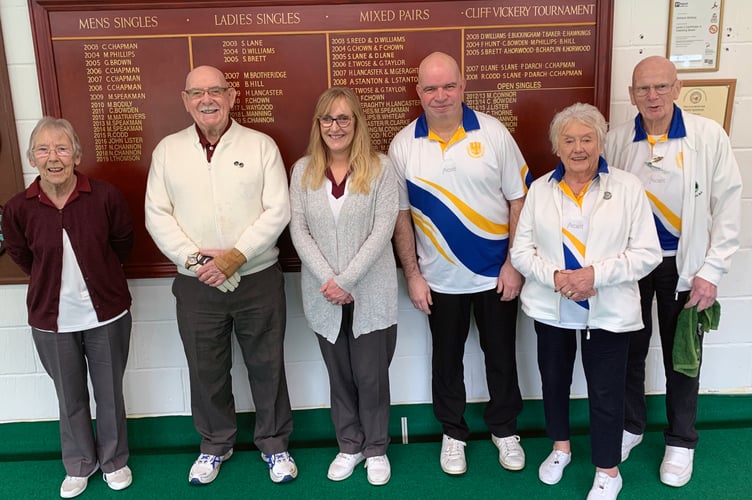 Woodpeckers, left to right: Sue Channon, Trevor Jenkins, Sally Waygood; Ninchers: Matthew Lennox, Dorothy Parsons and Martyn Beed.