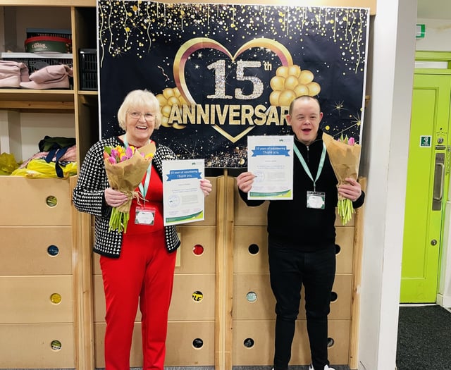 Volunteers celebrate 15 years at charity shop