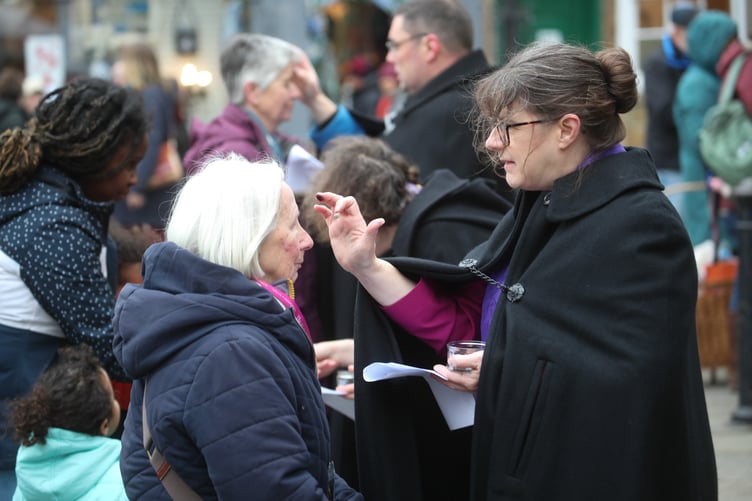 A pop-up Ashing Service to mark the start of Lent was led by the new Bishop of Taunton Fiona Gibson.