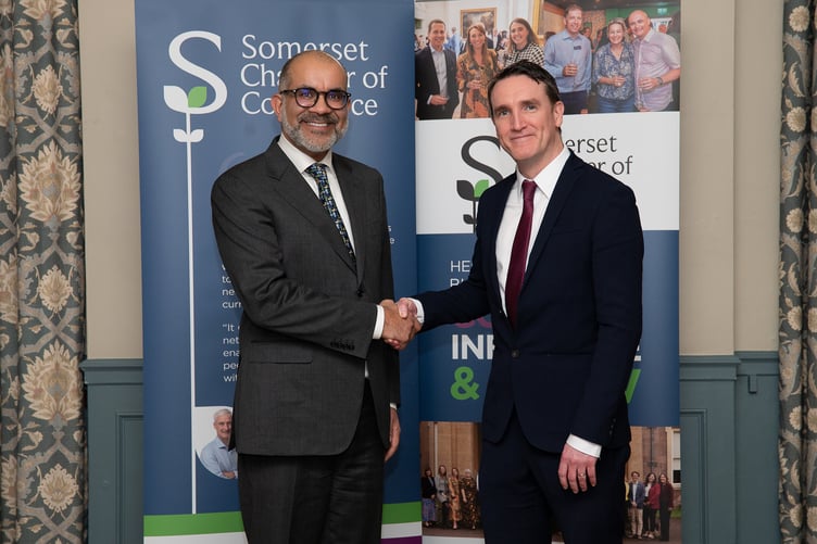 Somerset Chamber of Commerce’s new patron the Lord Lieutenant of Somerset Mohammed Saddiq (left) with chamber managing director, David Crew.