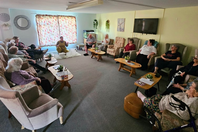 Abbeyfields Ivy House residents enjoyed listening to 'sound bath'.