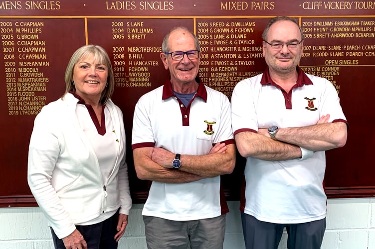 League champions Southsiders, from left, Pauline Wadham, Ian Hollingsworth and David Harrison.