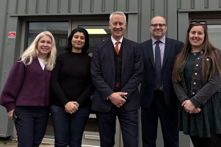 From left, Kateryna Savchenko, brand strategist, Periwinkle Kaur, Gideon Amos MP, Philip Lettley, operations manager and Elisabeth Pierce finance manager