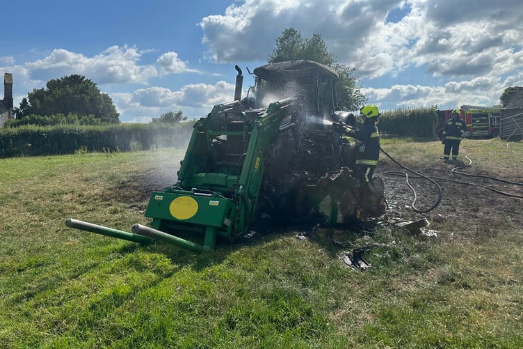 A previous tractor fire attended by Devon and Somerset Fire and Rescue crews.