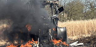 Firefighters tackle tractor blaze
