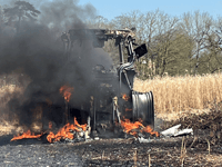 Fire crews tackle tractor blaze