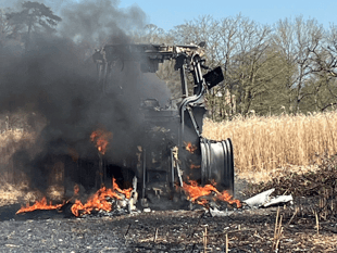 Fire crews tackle tractor blaze