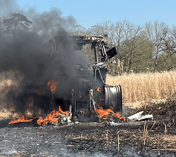 Firefighters tackle tractor blaze