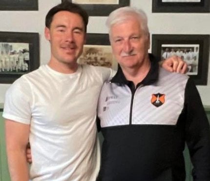 Wellington Reserves' Player of the Match Ollie Nott (left) with coach Ken Pearson