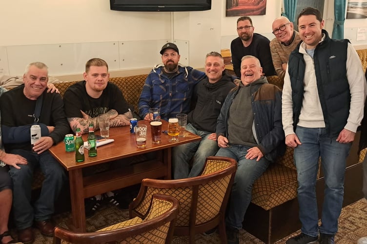 King Pins who play in the Chris Bullock Championship, left to right: Les Marke (capt), Alan Bryant, Jordan Bryant, Josh Leebody, John Norman, Steve Powell, Shane Powell, Paul Winter, back Albert Hughes, Dave Houston. Not in picture: Wayne Darch, Ryan Marke, David Bright.  