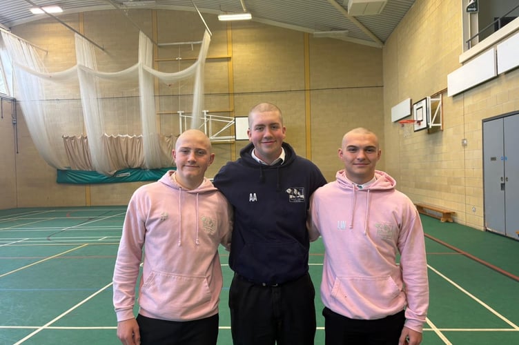 Alex, Theo and Lucas after they shaved their heads for Macmillan Cancer Support
