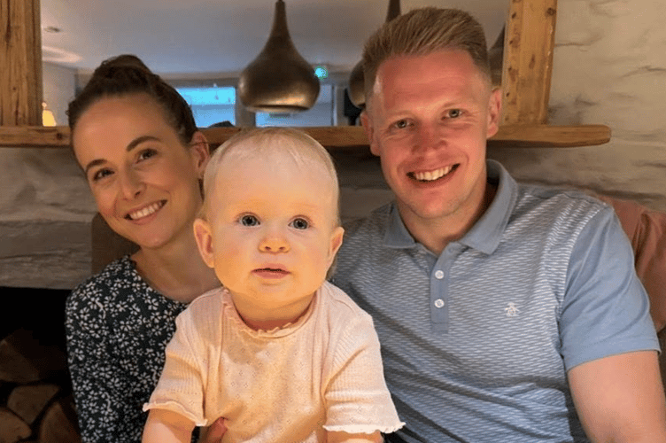 Rebecca and Harry Foster with Olivia, who passed away in October 2023