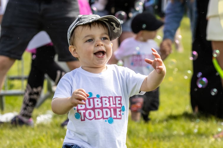 The Bubble Toddle is a 200m dash for children under five through streams of bubbles