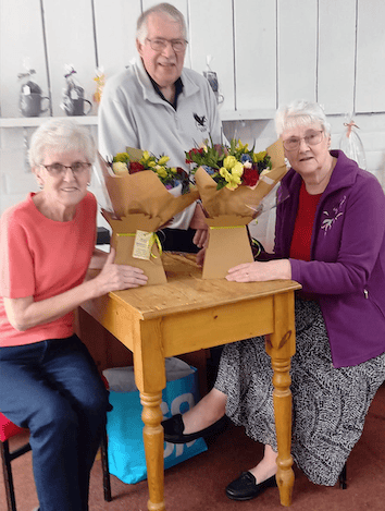 David Bawler, local co-ordinator of cr2ee in Wellington's Pop Up Shop with Linda Bennett (left) and Susan Haddow.