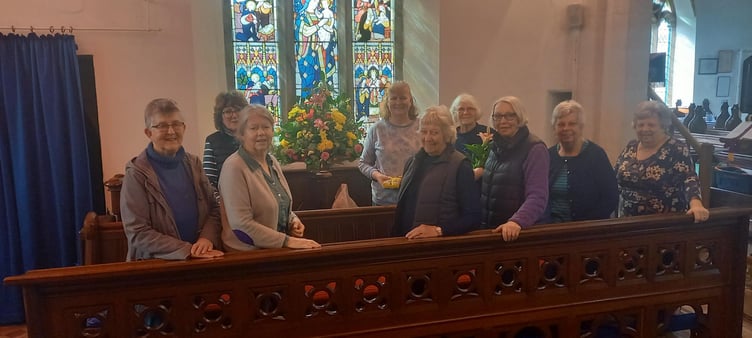 Co-ordinator Monica Smith (right) with other Hemyock St Mary's Church flower ladies.