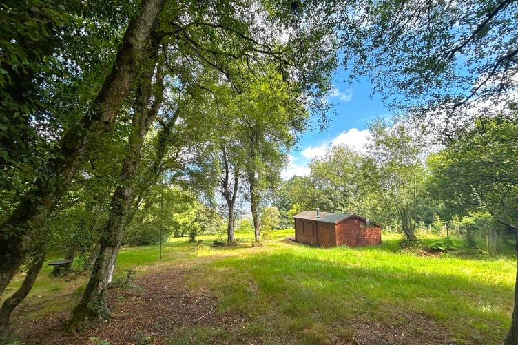 A log cabin n the slopes of the Blackdown Hills near Wellington has sold at auction for nearly £130,000.