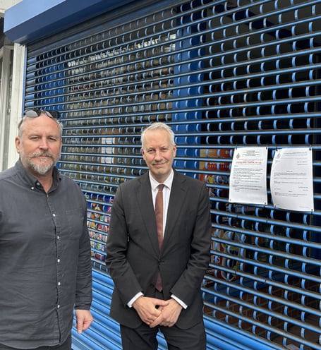 Taunton and Wellington MP Gideon Amos with Cllr Mike Rigby at closed premises in Taunton. 