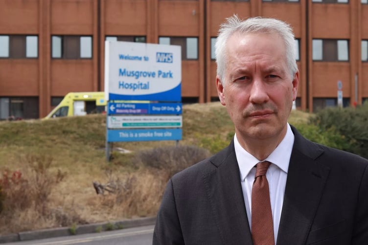 Wellington's MP Gideon Amos is pressing the Government to deliver a new maternity unit for Musgrove Park Hospital earlier than currently planned.