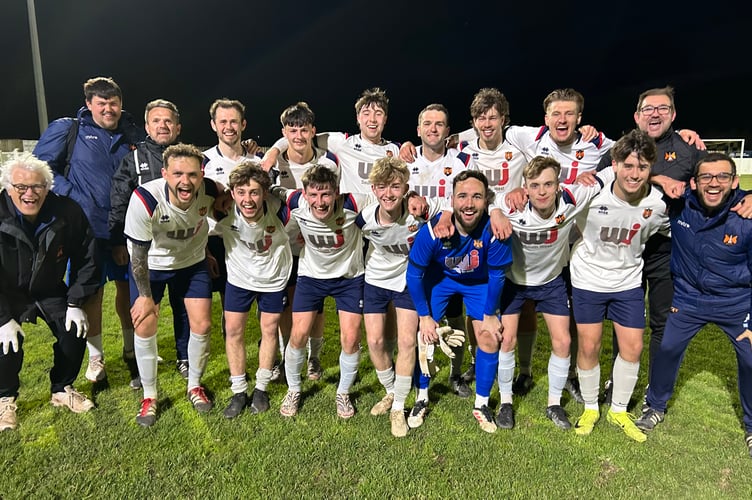 Wellington celebrate after their splendid victory at Torpoint