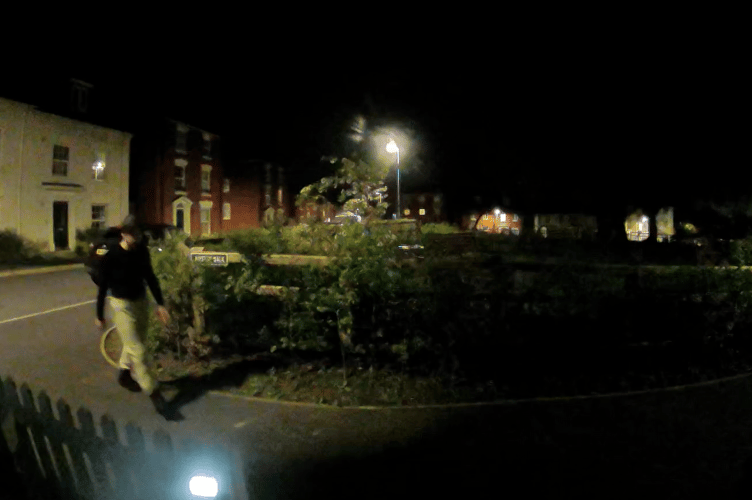 A image captured from doorjamb footage of a man who caused concern on Wellington's Jurston Fields estate late at night.