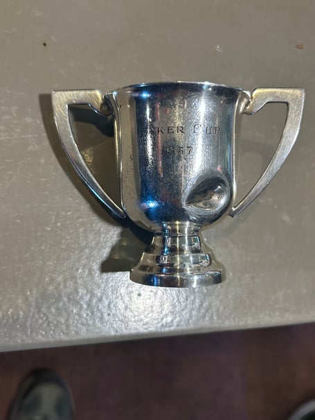 The replica Baker Cup - dug up in a garden in the 80s.