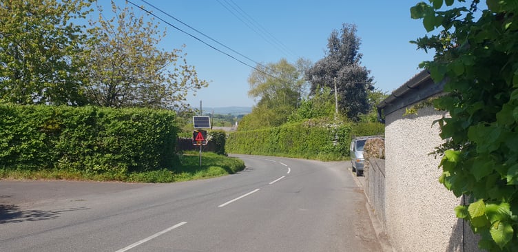 A newly-installed speed indicator device in Ford Street warns an approaching driver to slow down.