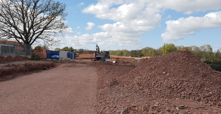 An access road to Wellington's planned railway station on the Longforth 2 housing estate is under construction.