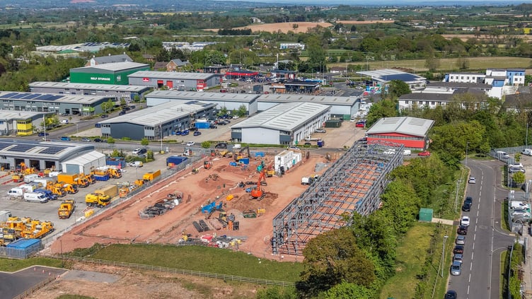 An aerial view of new business units under construction on Wellington's Westpark 2 business park.