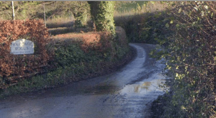 Black Lane, Holcombe Rogus, where a woman was caught drink-driving.