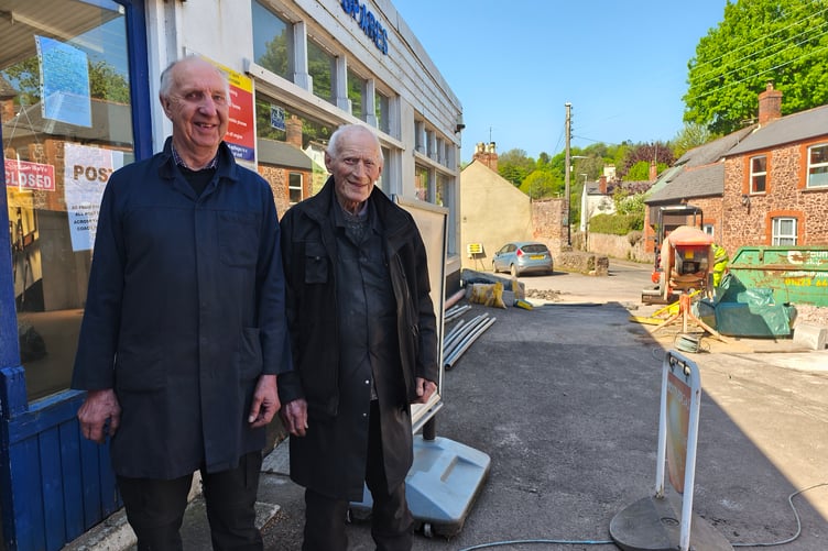 Peter Jones, left, with long-serving employee Reg Taylor
