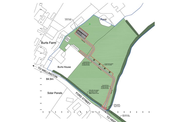 A new agricultural building at Burts Farm in Wellington is proposed with new access from Ford Street in the town.