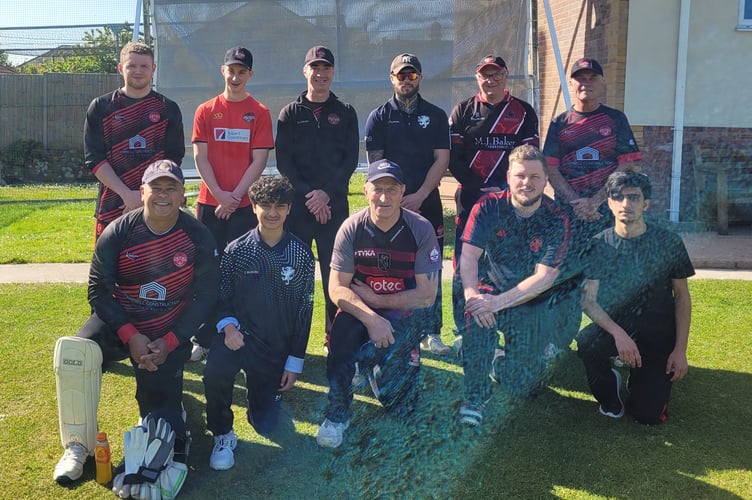 Wellington 2nd XI, pictured at Chard last weekend, back left to right: Ben White, Archie Evans, Rob Moysey (Capt), Charlie Burrough, Tony Hutchings, Trevor Brooks; front: Aks Latifi, Aayan Kazi, Simon Burrough, Jake Nichol, Fawad Sadat.

