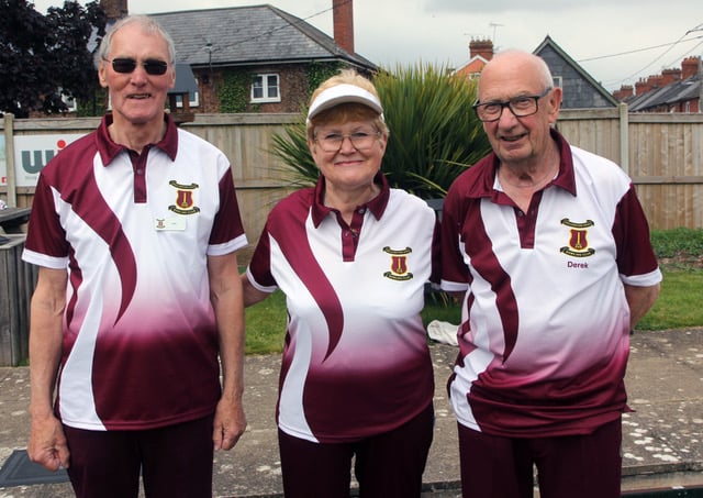 Left to right: Phil Hutchings, Liz May and Derek Vile who were in good form for Wellington