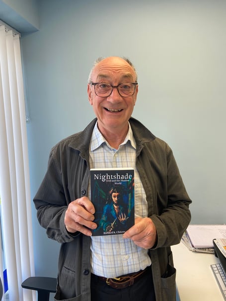 Wellington author Richard K Chivers with his latest novel ‘Nightshade- Erid and the Shadow World’