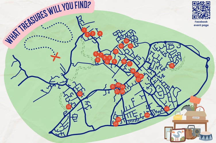 A map of the Wellington Jumble Trail which is being held on May 24.