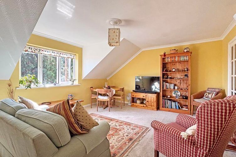 The living room is bright and airy