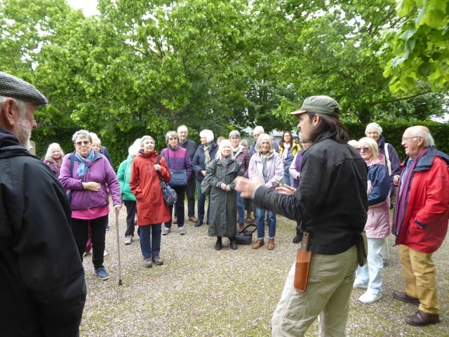 Members of Sampford Arundel Garden Club listen to a talk by Yeo Valley Organic Gardens gardener, Jake.