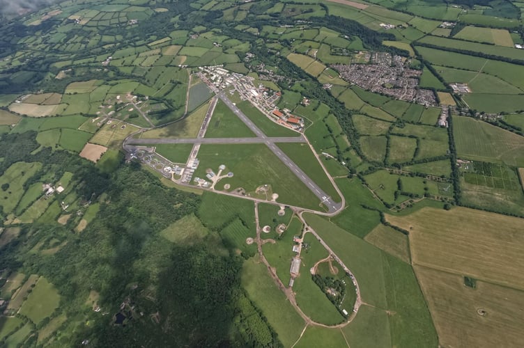  A pilot's eye view of Dunkeswell Airfied and its runways.