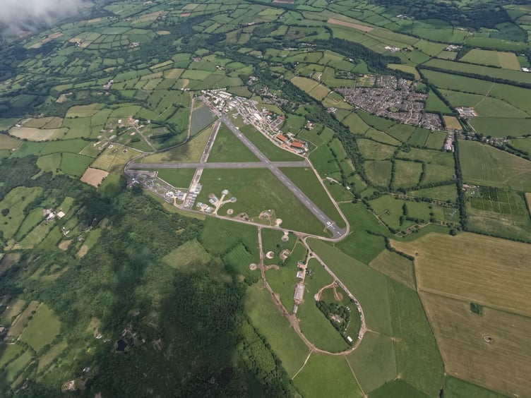 A pilot's eye view of Dunkeswell Airfied and its runways.
