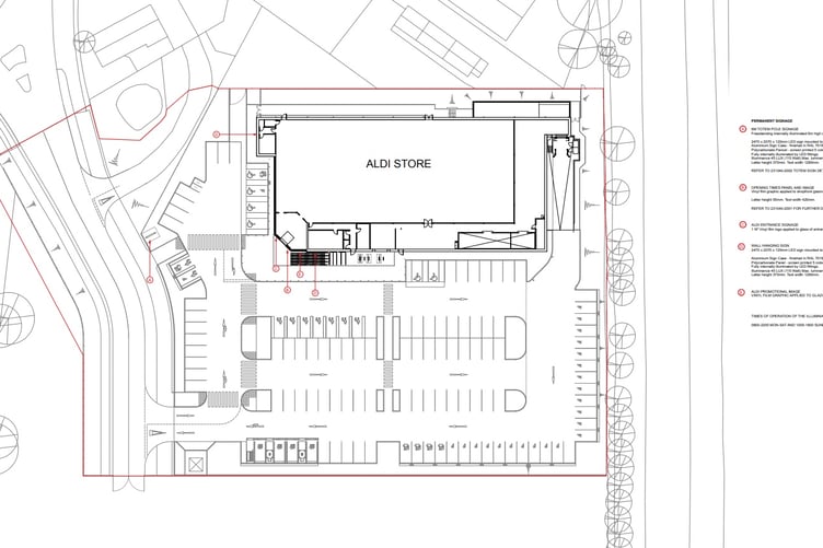 Aldi UK is seeking permission to erect an illuminated totem at the West Buckland Road site of their new store.