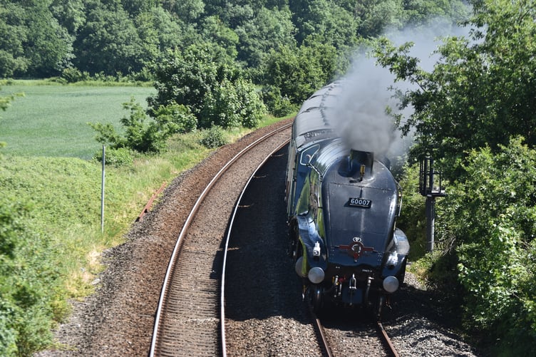 The 60007 Sir Nigel Gresley steaming through Wellington hauling The English Riviera Express. PHOTO: Chris Perrin