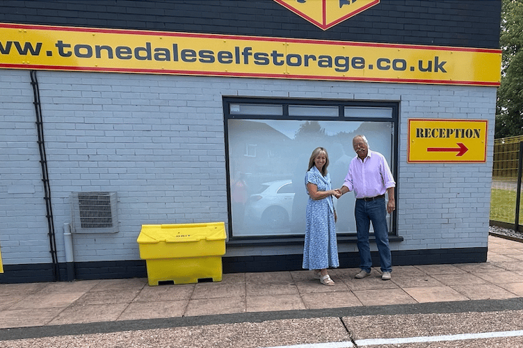 Tonedale Self Storage director Julie Madsen with Wellington Museum chairman Mike Menhenitt.