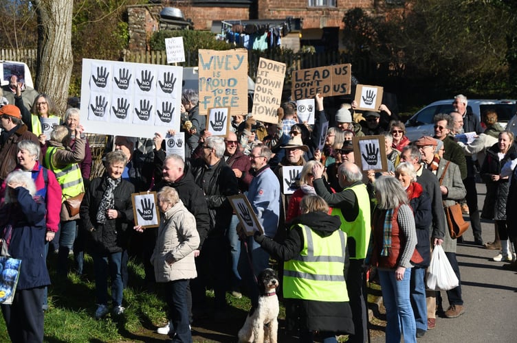 A demonstration in Wiveliscombe about proposed car parking charges in the town last year, organised by local Somerset Cllrs Dave Mansell and Gwil Wren, also against similar proposed charges in neighbouring Milverton.