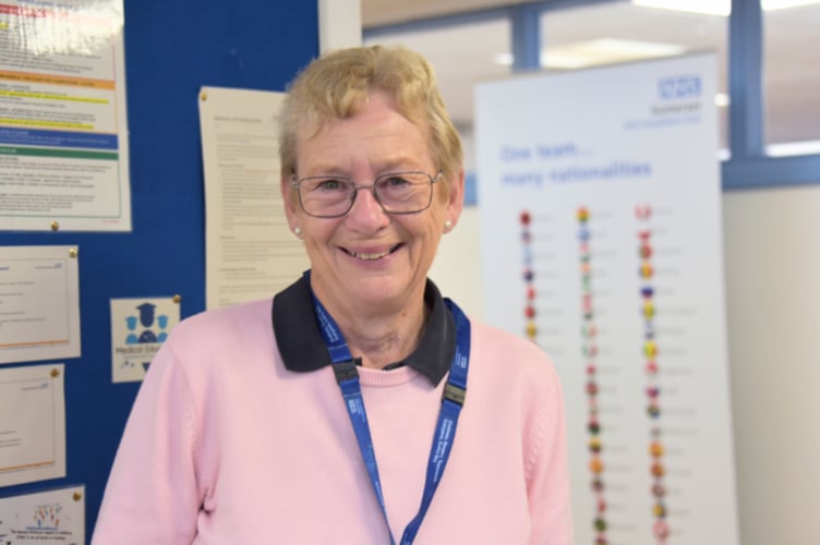 Sue Twose's dedication is being celebrated by the NHS trust where she continues to volunteer her time in retirement.