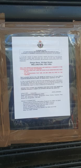 Danya Store has been issued with an interim anti-social behaviour order after concerns from residents were raised with the Police.