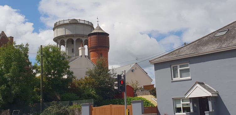 Rockwell Green's water towers loom over nearby properties.